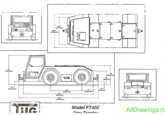 Airport aircraft towing truck drawings (figures)